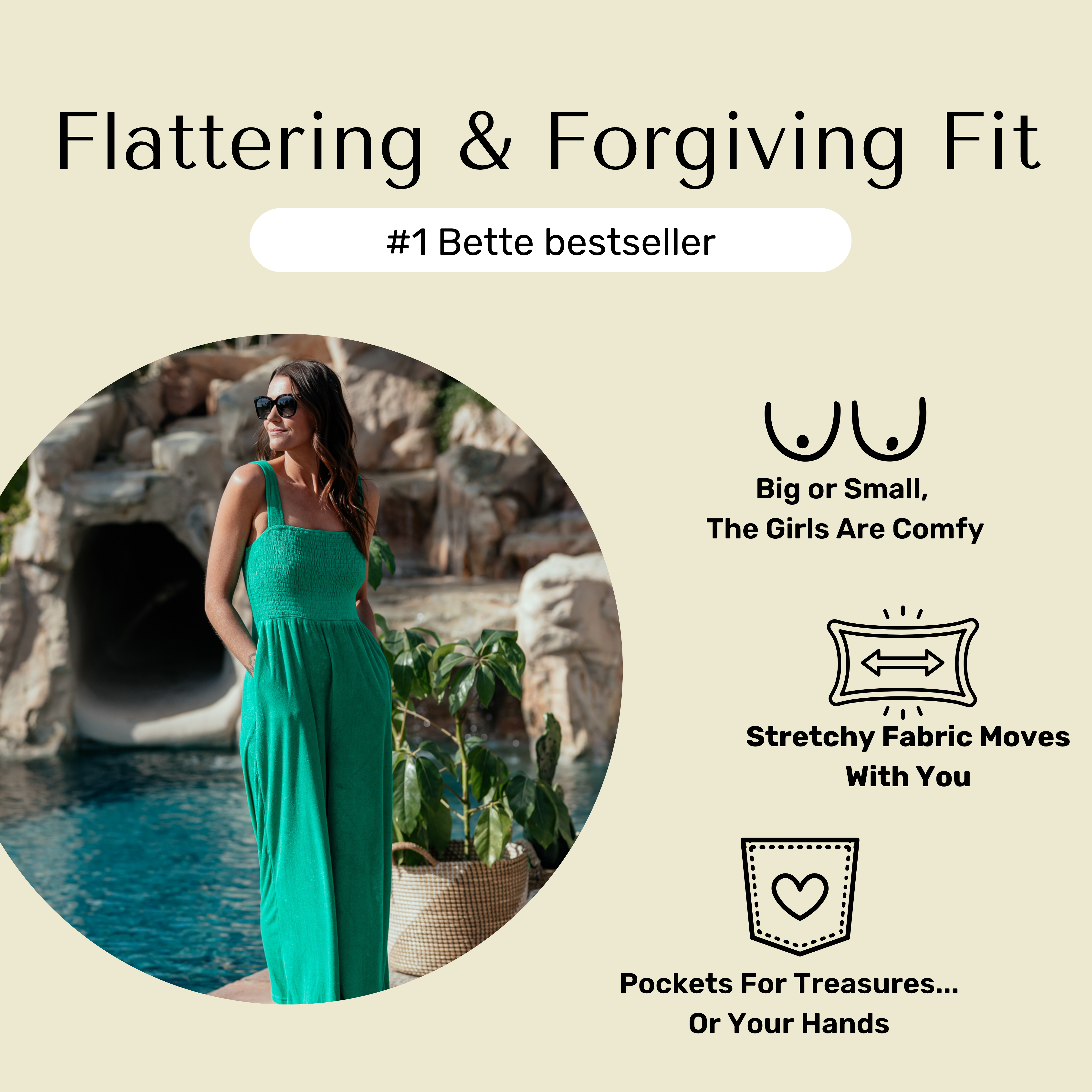 Bette - Wholesale Jumpsuit - Women's - Cabana Green Terry Cloth Jumpsuit | Beach-to-Dinner Style6