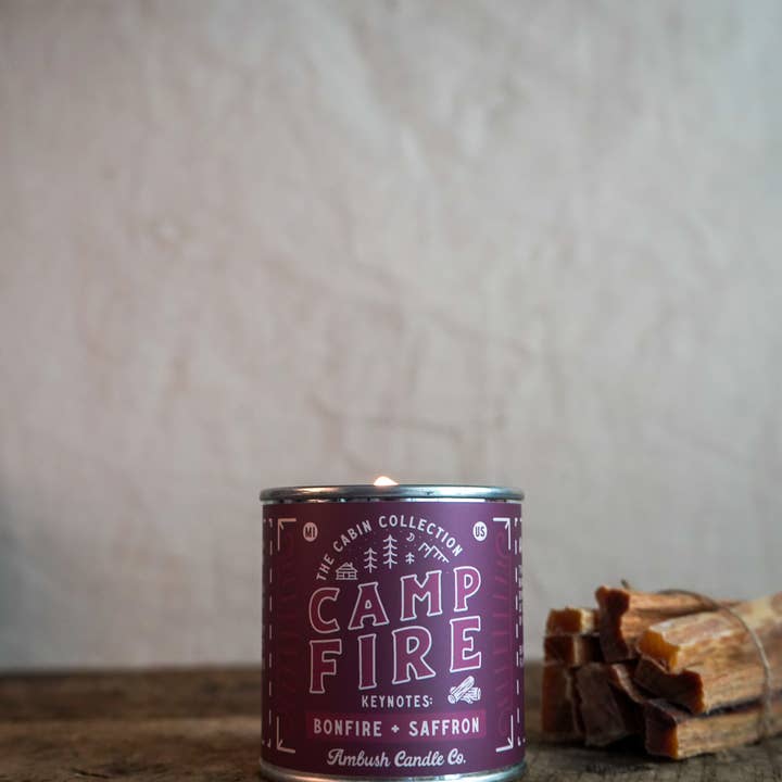 Ambush Candle Co. - Wholesale Travel Candles - Campfire | Bonfire + Saffron 8oz Soy Candle7