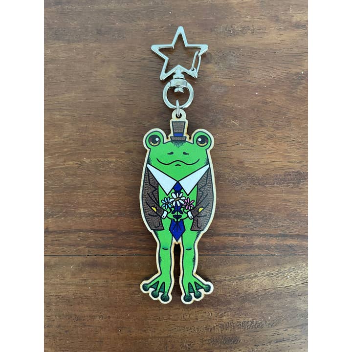Oli Jolly Ink - Wholesale Keychain - Unisex - Frog Friends - Wooden Keychains ( set or individual)1