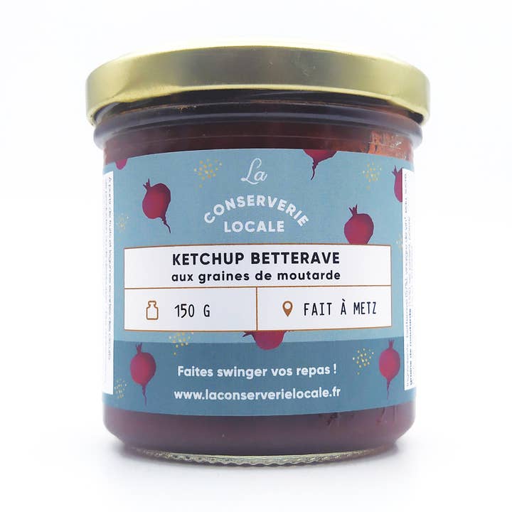 Ketchup Barbabietola Semi di Senape 150g per la vendita all'ingrosso da parte di La Conserverie Locale