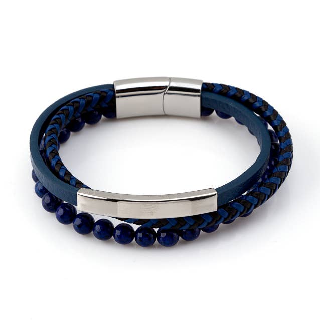 Steel+Leather Bracelet HFORE GB22120816 for wholesale by Shebiju