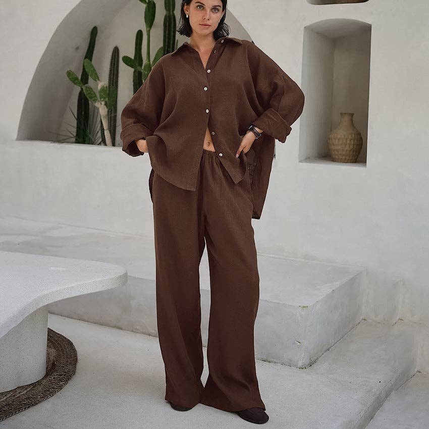 Marayn - Wholesale Lounge Set - Women's - Boho Chic Autumn Set Linen Blend Lounge Style2