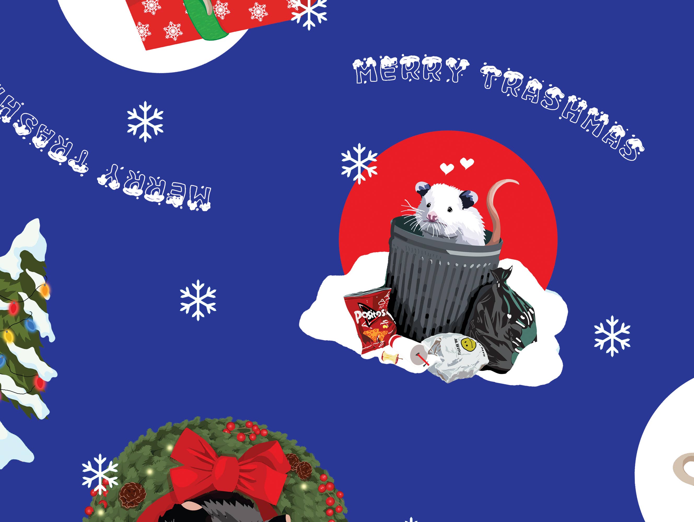 BoyPilot Goods - Wholesale Flat Wrap - Merry Trashmas Wrapping Paper - Possum Christmas Gift Wrap4
