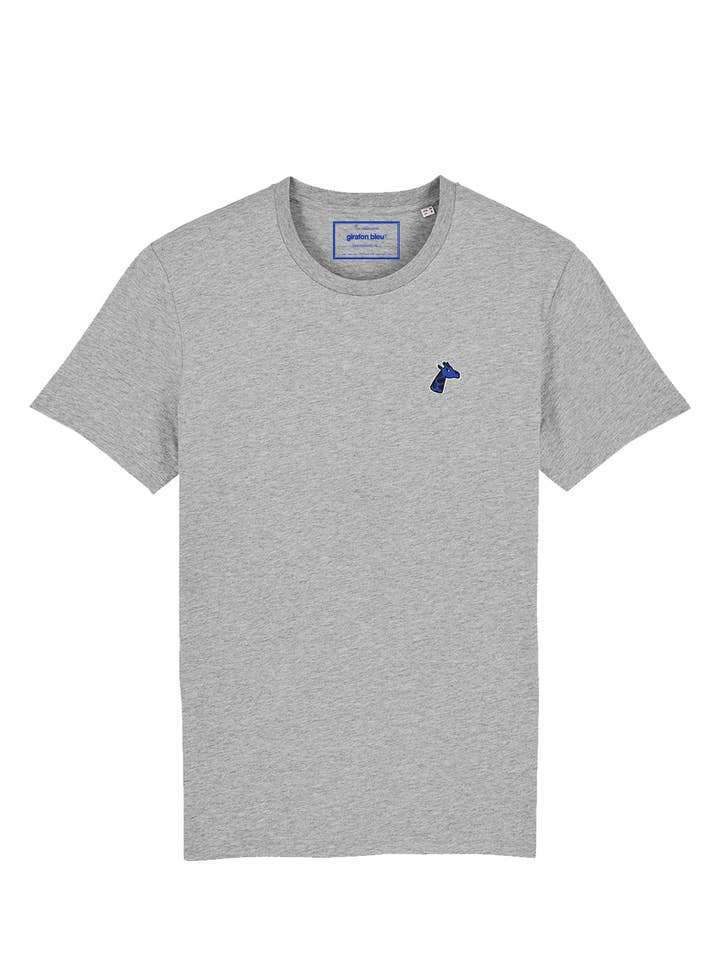 Grey embroidered tee-shirt - Organic cotton for wholesale by girafon bleu