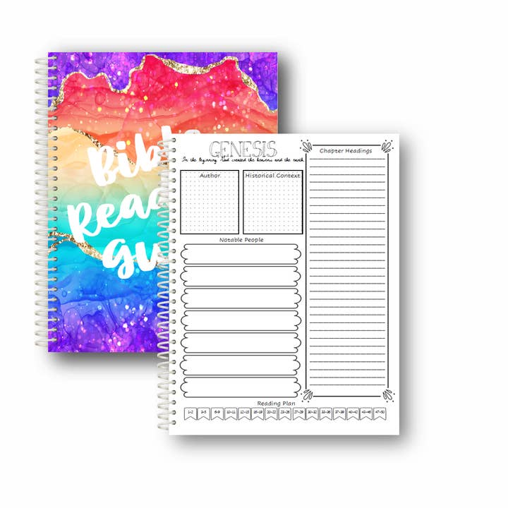 Lamp Light Journals - Vendita all'ingrosso Diari/agende - Guida alla lettura della Bibbia, diario rilegato a spirale, copertina con 2 glitter
