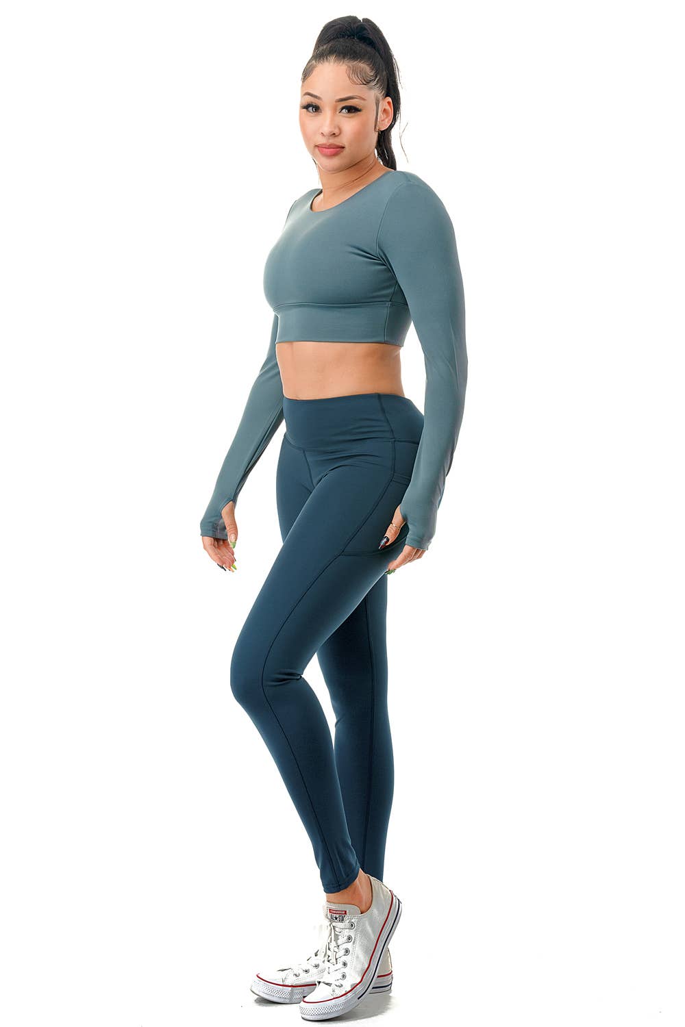 Color 5 - Wholesale Activewear Set - Women's - Long sleeve crop top with yoga legging activewear set16