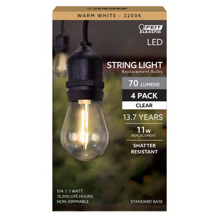 Everyday Supply Co - Wholesale Light Bulb/Puck - Feit LED S14 E26 Bulb Warm White 11W Eqv, 4-Pack