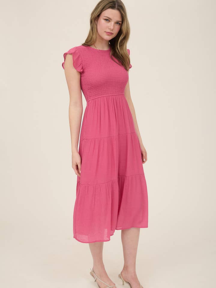 Blu Pepper - Venta al por mayor Vestido - Mujer - Vestido midi con volantes y cuerpo fruncido14