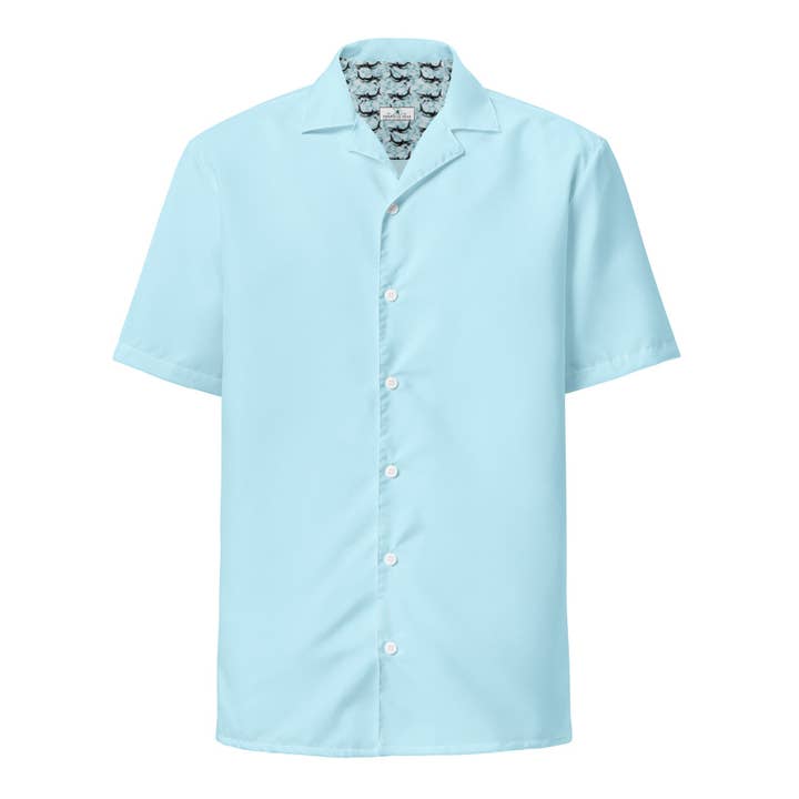 Camisa sem etiqueta Bahama Water Blue Button Down Camp por atacado de Tropical Seas Clothing