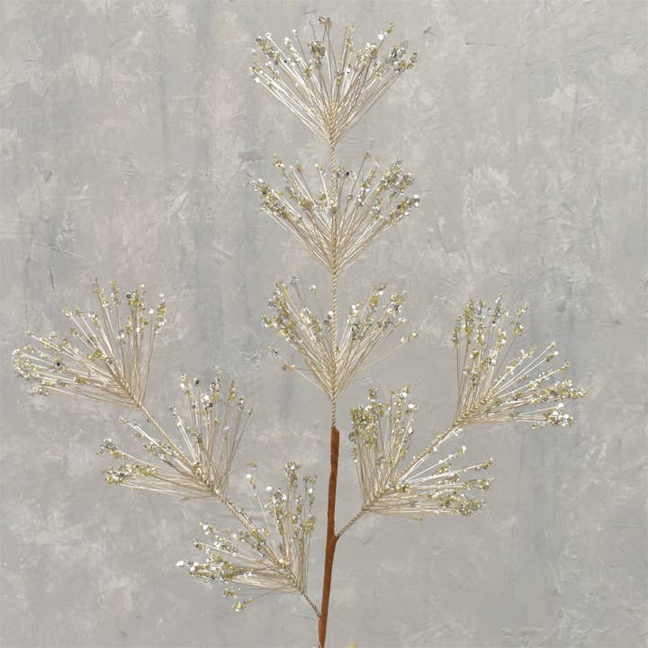 David Christopher's Collection - Wholesale Christmas Decoration - Sequin Firecracker Pine Spray - Champagne 31"