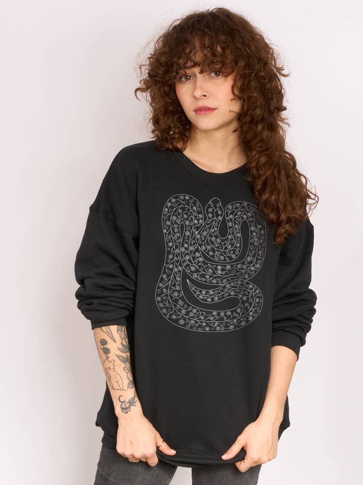 Snake Women's Oversized Fleece Sweatshirt for wholesale by Go To Devil