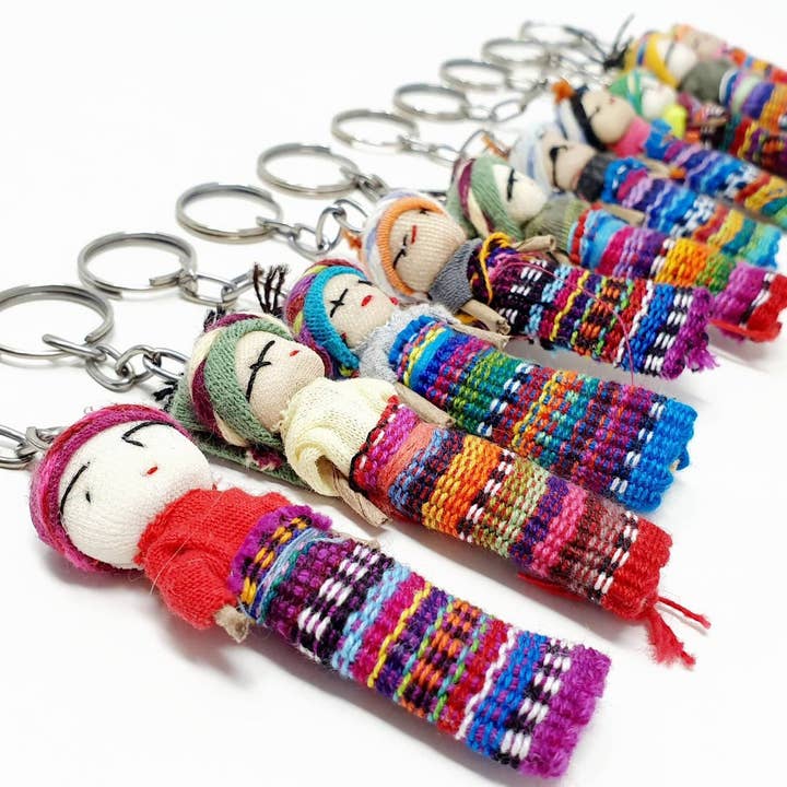 Lumily - Vente Porte-clés – femme - Porte-clés coloré Worry Doll Boho - Guatemala