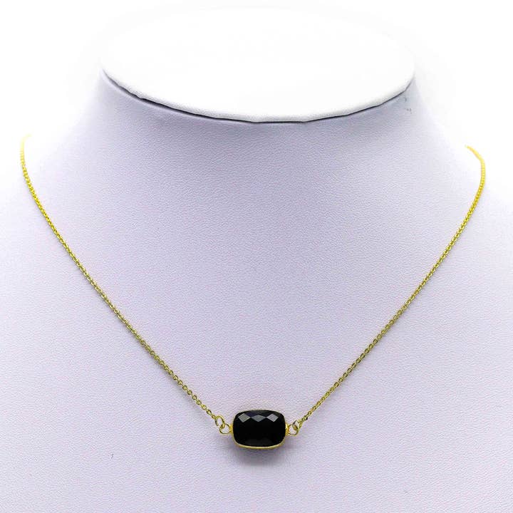 BestBeads&Beyond - Wholesale Individual Charm/Pendant - Gold Rectangle Gemstone Charm, Sku#LY22