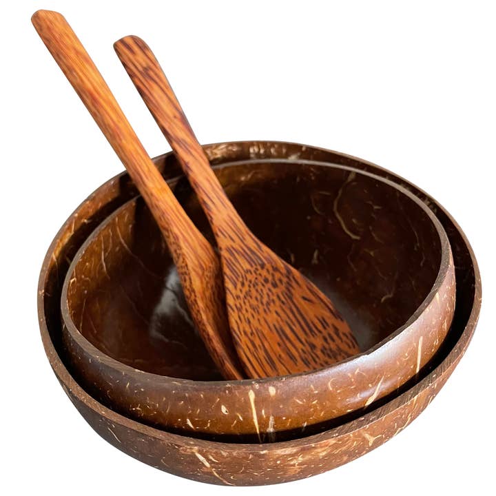 Nature's Kitchen Coconut Skålar & Träskedar Set för wholesale av Garden Guru Lawn & Garden Tools