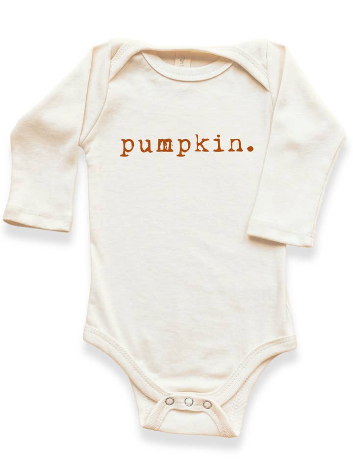 Pumpkin Organic Bodysuit Long Sleeve for wholesale by Tenth & Pine