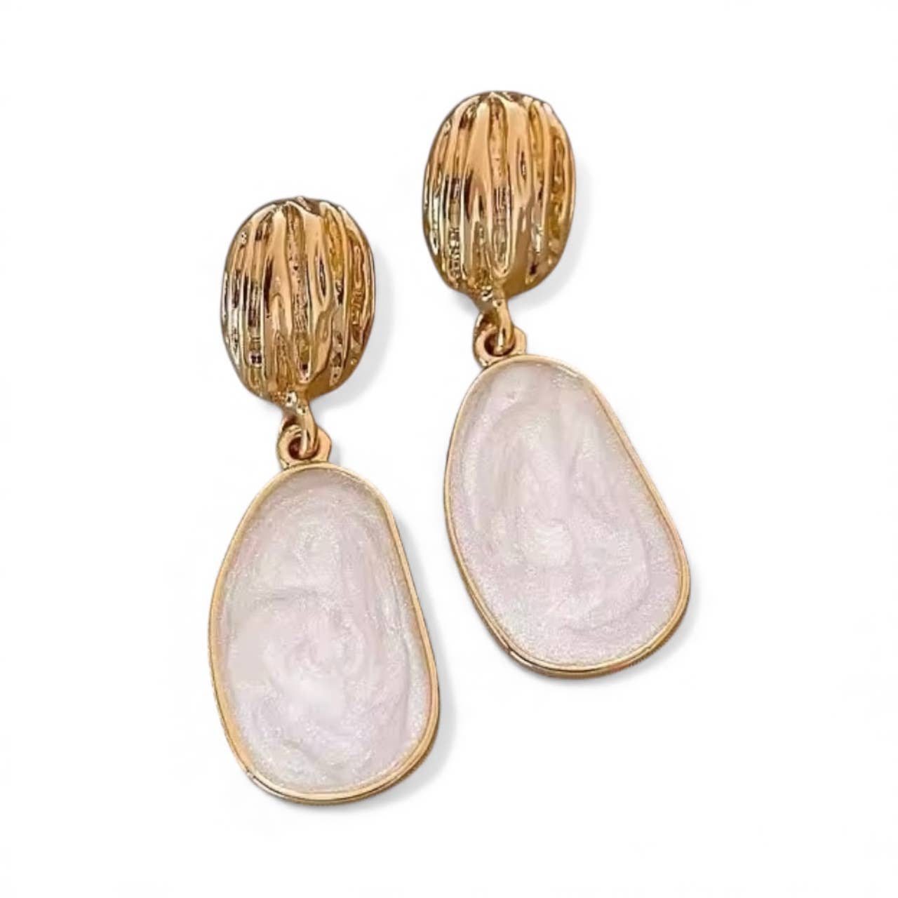 Mila Rose London – wholesale Dangle earrings – Waterdrop Pendant Earring in Gold & Cream0