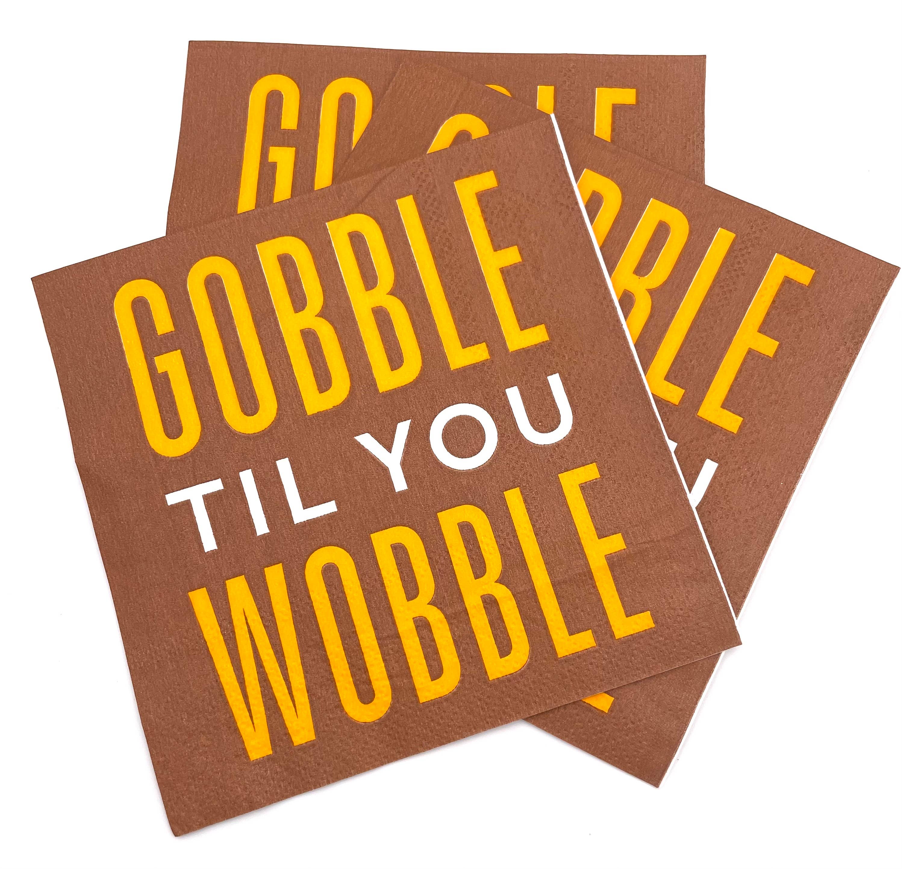 soiree-sisters - Wholesale Disposable Napkin - Thanksgiving/Fall Cocktail Napkins Gobble Til You Wobble20ct1