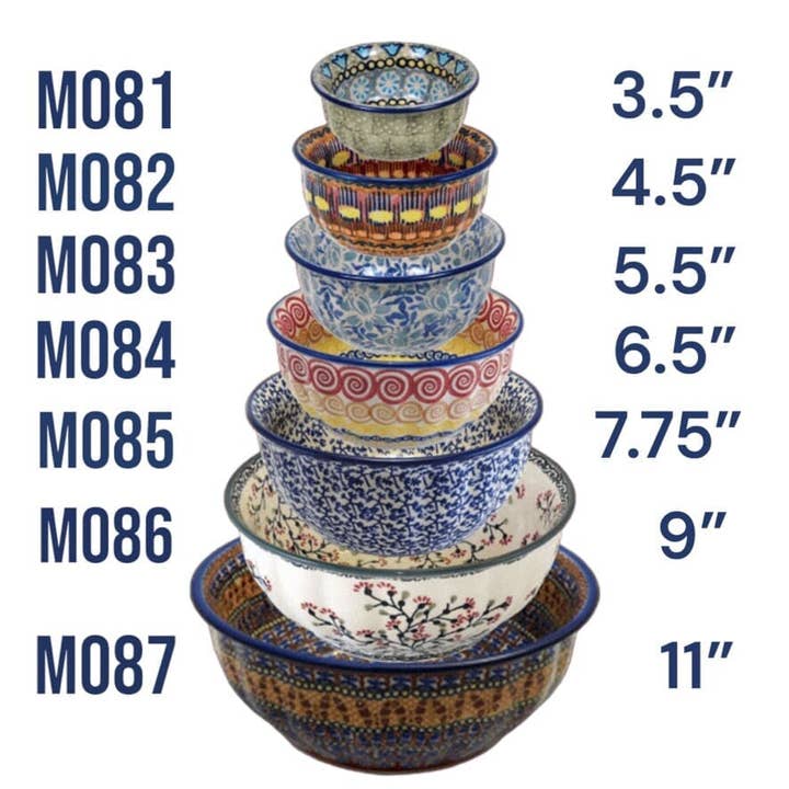 Polish Pottery Outlet - Wholesale Serve Bowl - Bowl, Round, 9" Bowl in "Forget Me Not" by Manufaktura | M086T-ASS