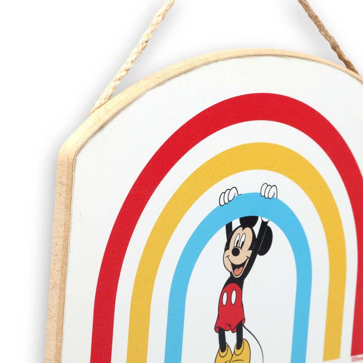Open Road Brands, LLC - Wholesale Wall Accent - Disney Mickey Mouse Rainbow Hanging Wood Wall Decor