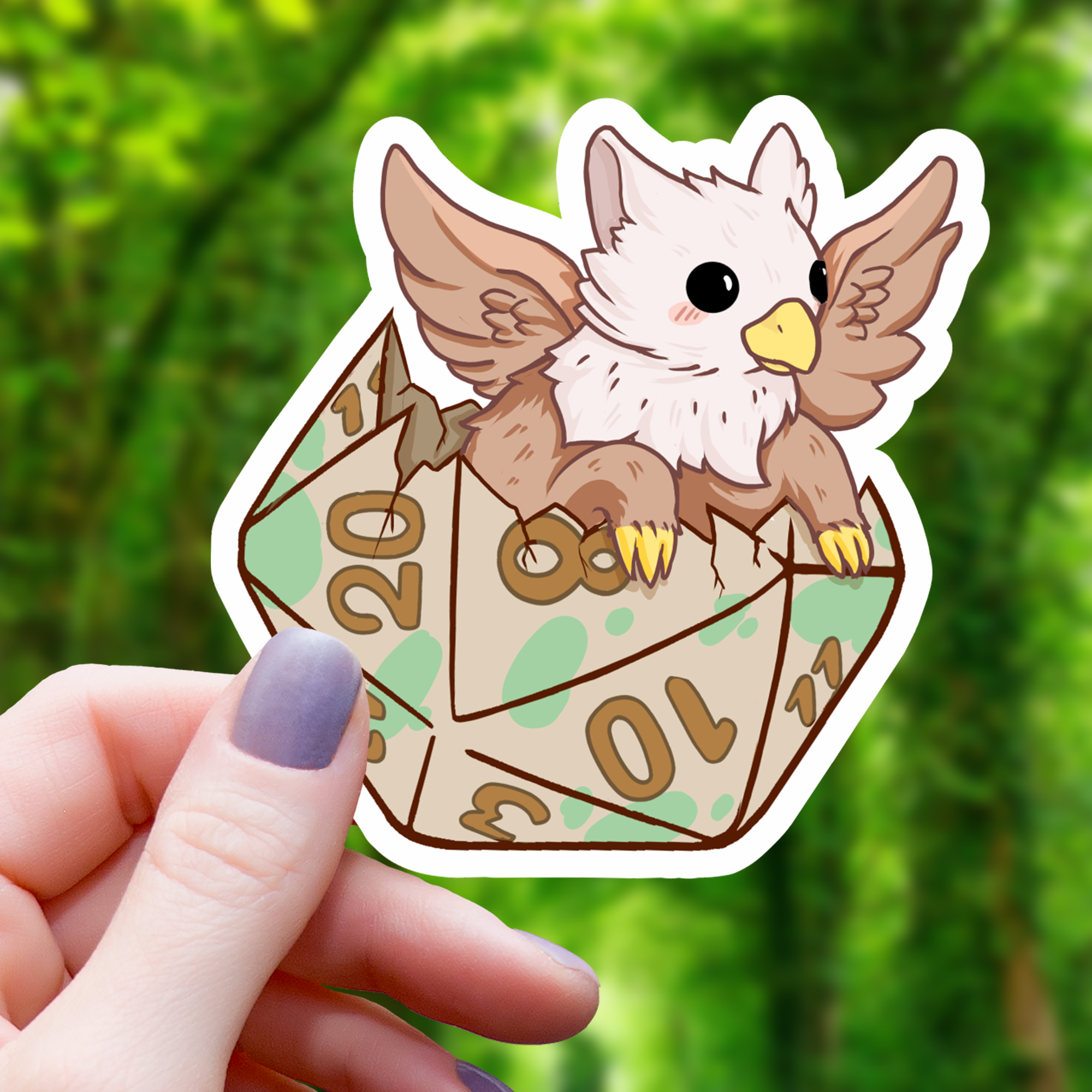 Mimic Gaming Co - Wholesale Sticker - Baby Griffin D20 Polyehdral Dice Sticker- 3"0