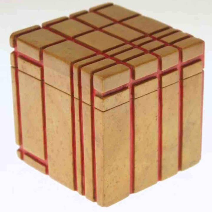 Abstract Crossed Lines - Small Cube Soapstone Trinket Decor Box for wholesale by The Niger Bend