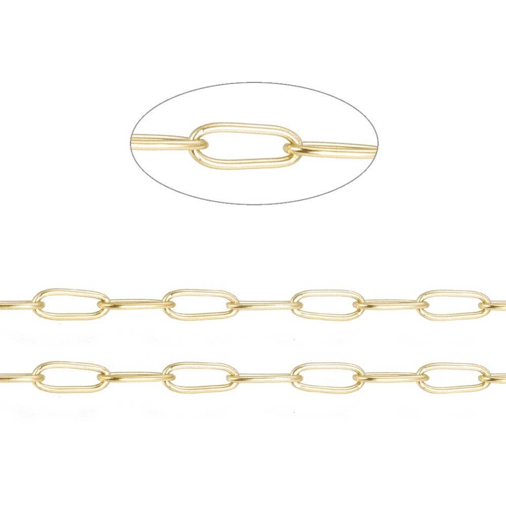 Love, Paige Designs - Wholesale Link & Chain Necklace - Gold Paperclip Link Chain 4.8mm By the Foot - Ion Plated Stainless Steel2