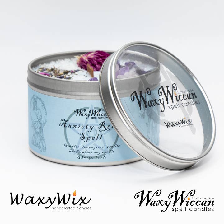 The Wicklow Witch Ltd - Wholesale Travel Candles - Wiccan Anxiety Relief Spell Candle With Crystals