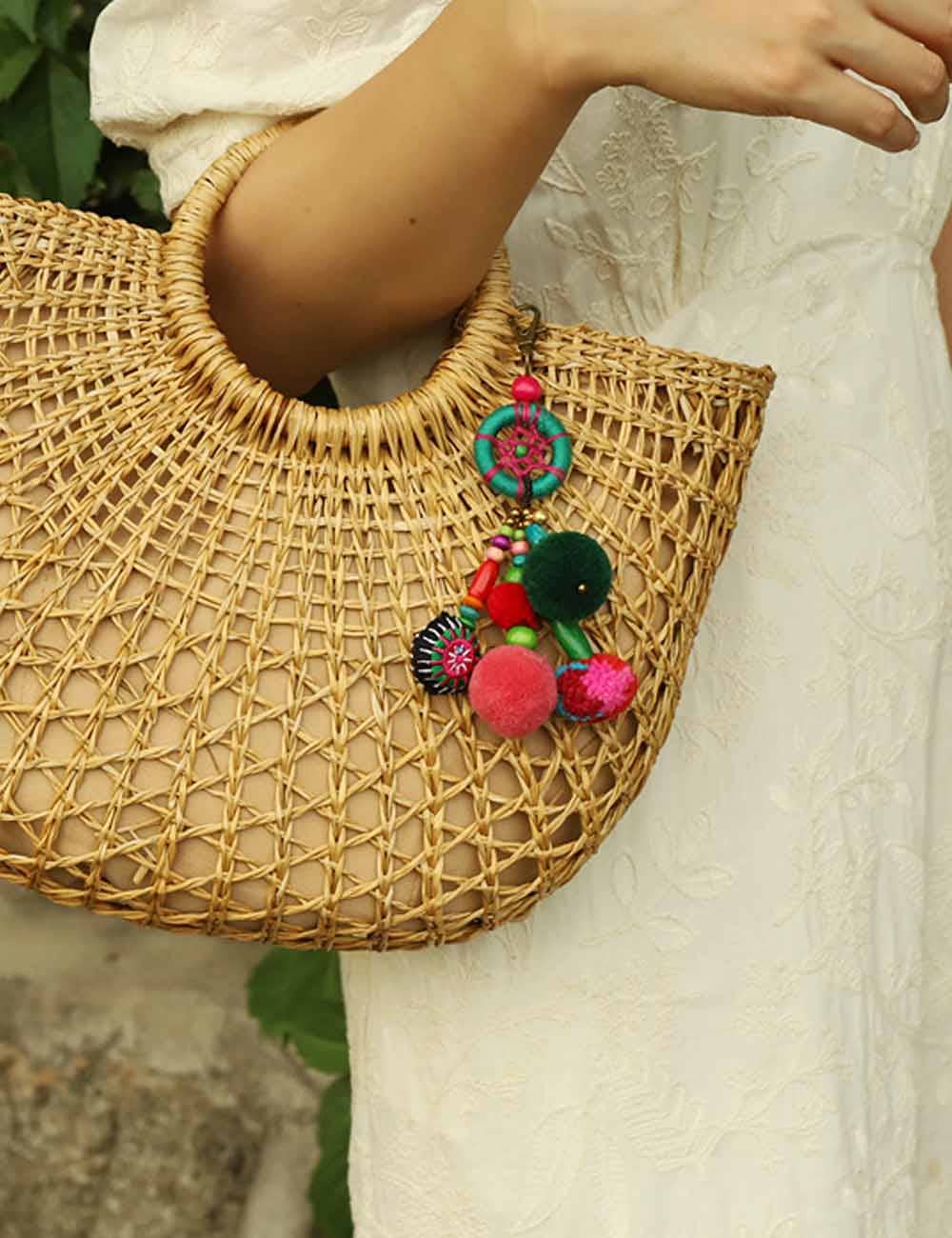 Dipped Shop - Vendita all'ingrosso Accessorio per borsetta - Donna - Ciondolo per Borsa con Nappe e Pom-Pom Bohemien Vintage DP25E4914