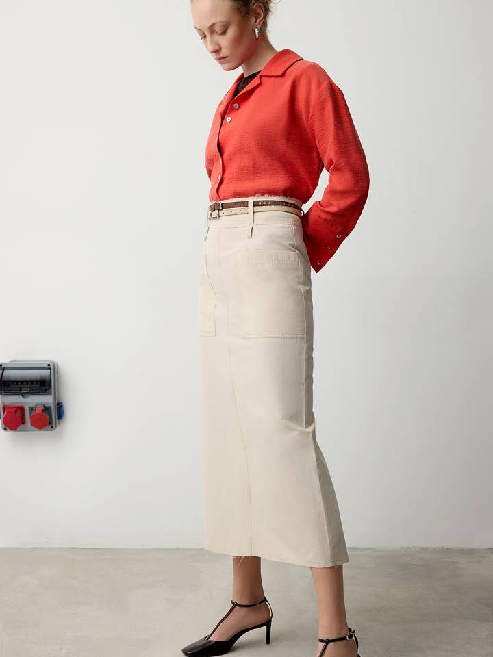 FALDA MAXI CON BOLSILLOS UTILITARIOS DE TIRO ALTO para venta al por mayor de Touché Privé