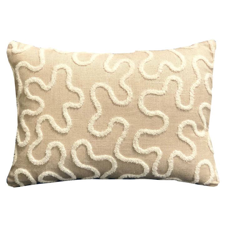 Chandra Taal Beige Geometric Luxury Throw Pillow for wholesale by Plutus Home Brands