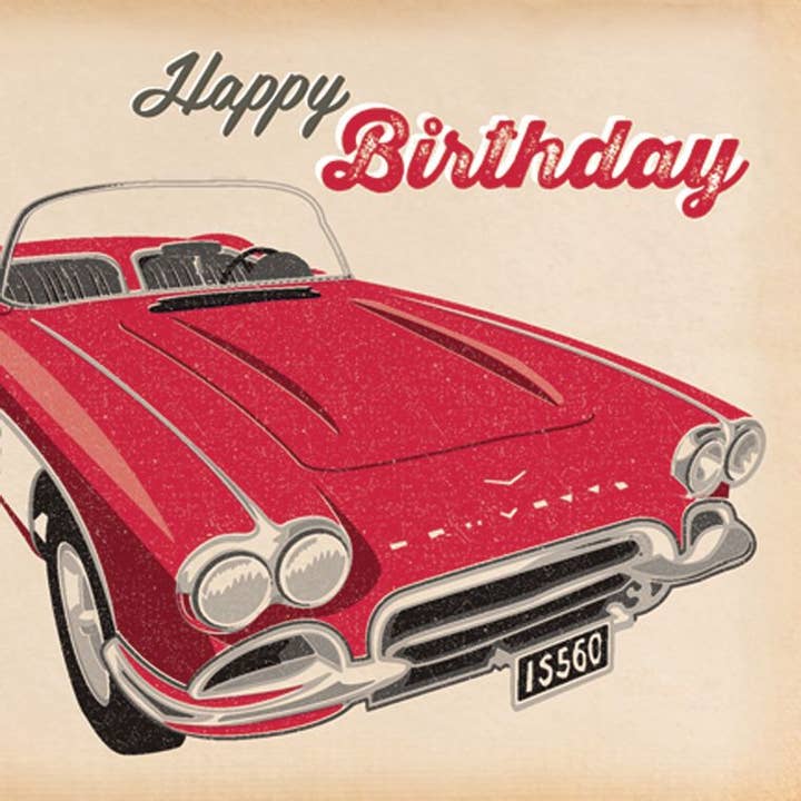 Pennychoo - Wholesale Birthday Card - Autojumble Red Corvette Birthday Card1
