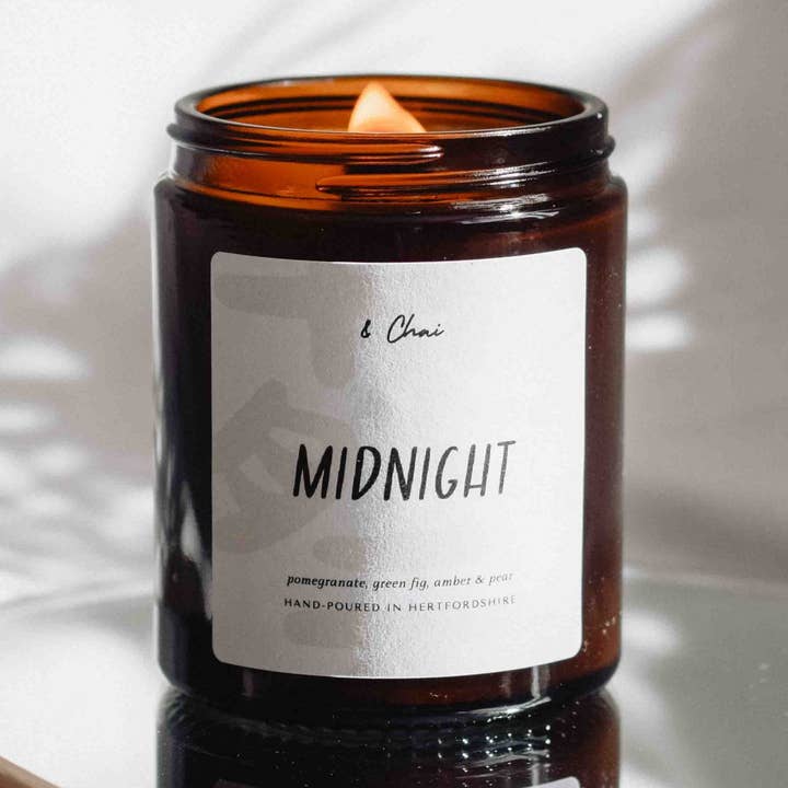 Midnight Soy Candle | Pomegranate & Fig Fruity Scent for wholesale by & Chai
