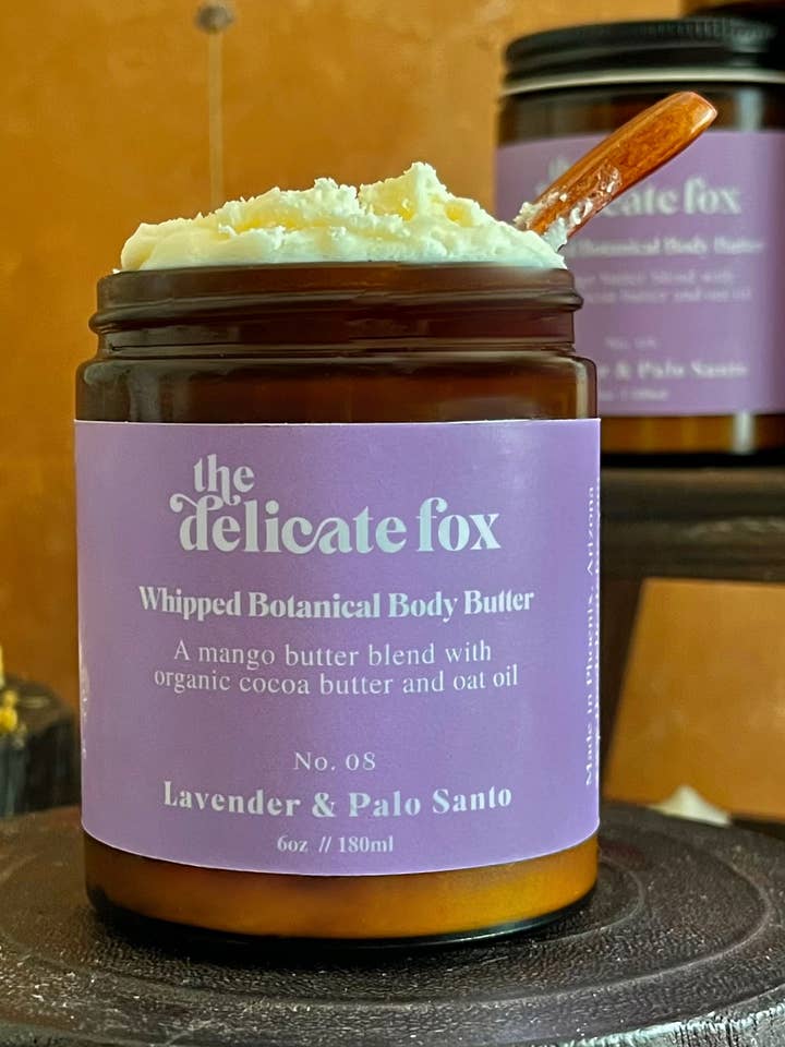 Lavender + Palo Santo Botanical Body Butter for wholesale by The Delicate Fox