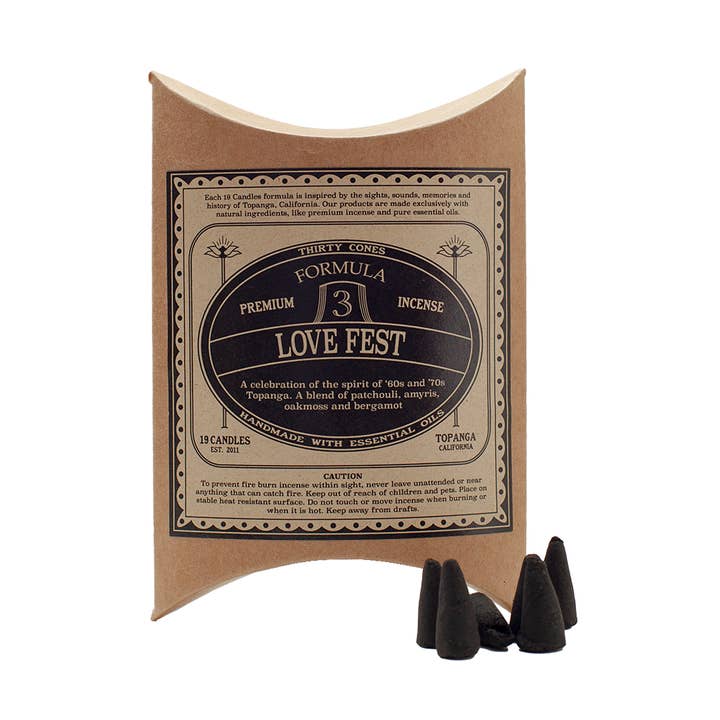Love Fest Incense Cones for wholesale by 19 Candles