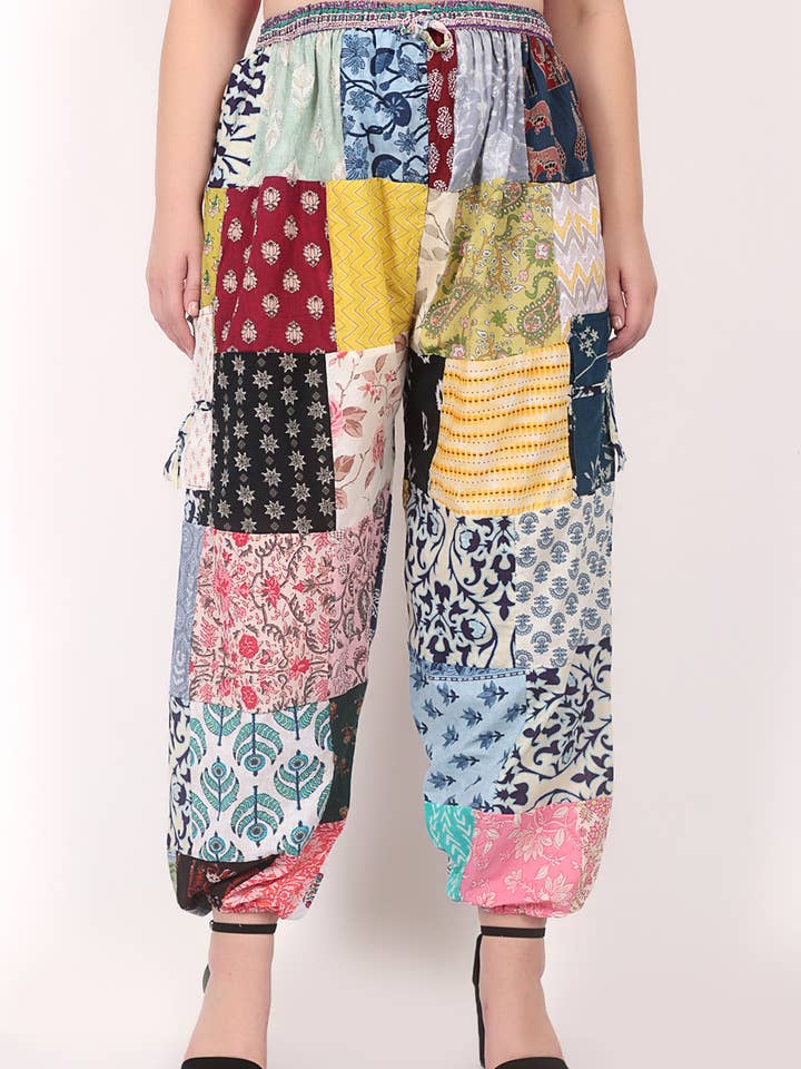 Damers avslappnade lapptäcksbyxa med elastisk midja och fickor, mixparti för wholesale av Wevez