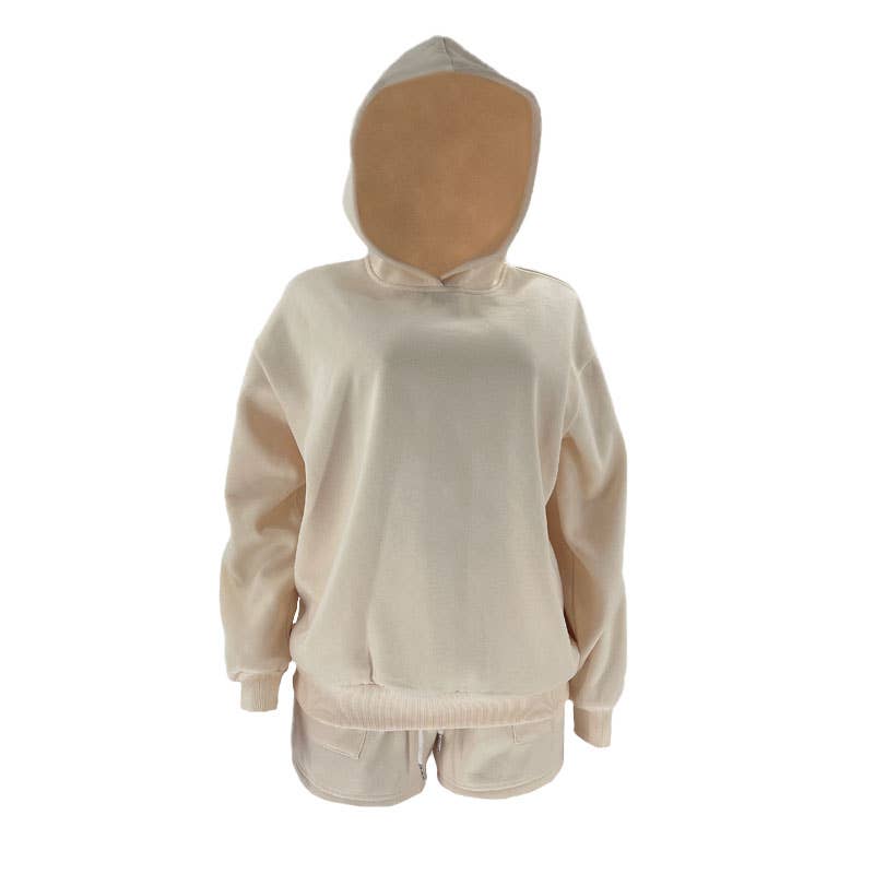 Rosa Clothing - Wholesale Lounge Set - Women's - basic loose hoodie & drawstring short 2 piece set30