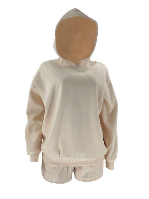 Rosa Clothing - Wholesale Lounge Set - Women's - basic loose hoodie & drawstring short 2 piece set30