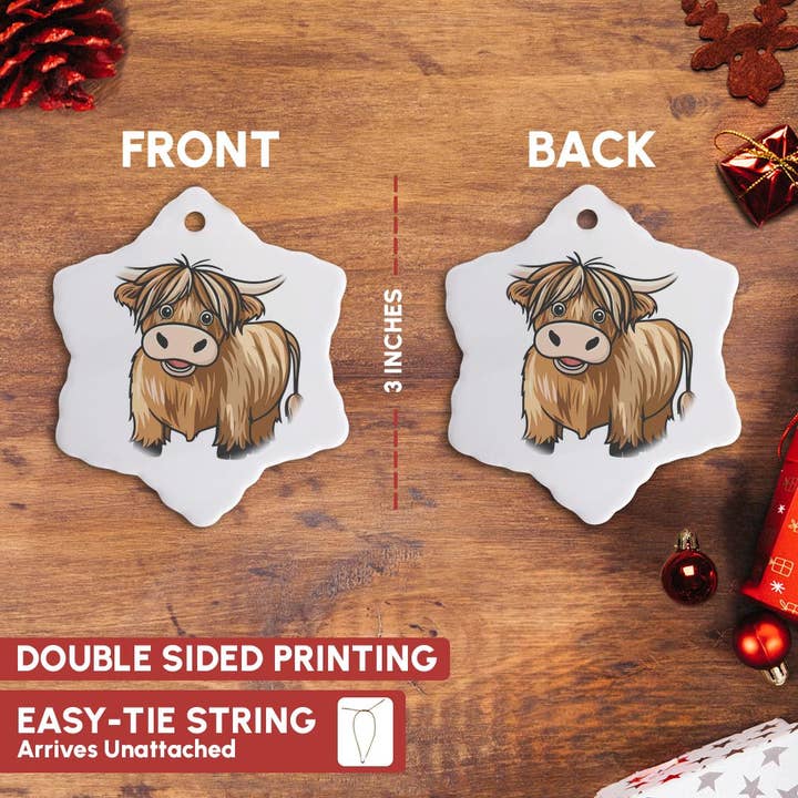 3dRose – Engroshandel Pynt – 3dRose, Sød Højlandskvæg Tegneserie, Ornament9