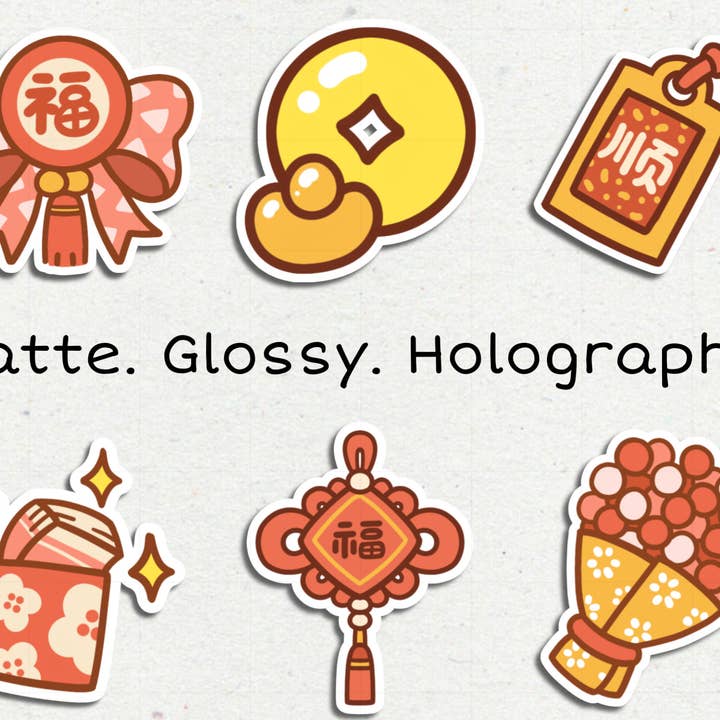 Autocolantes do Ano Novo Lunar - Boa Sorte - Símbolos da fortuna por atacado de CutenessOverloaded1