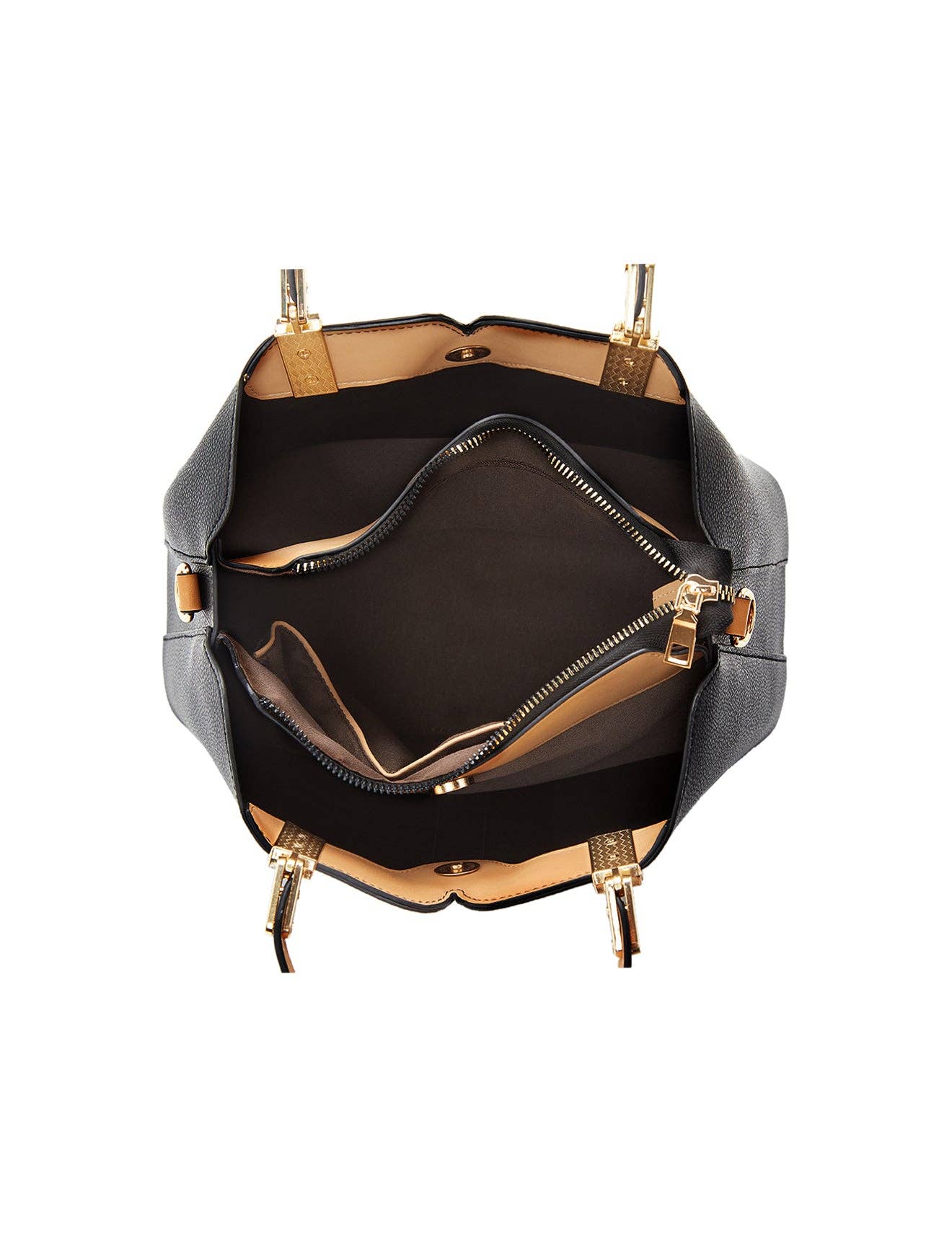 Serenade Beverly Hills Collection - Vente Sac à main avec poignée sur le dessus – femme - SAC TRIPLE COMPARTIMENT VÉGAN CHANTAL-NOIR/CAMEL6