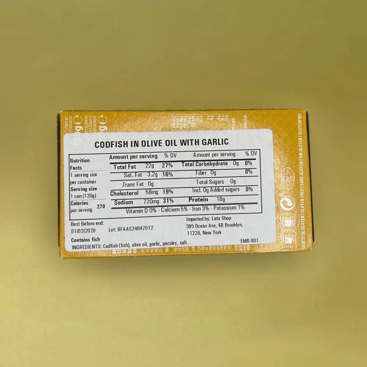 Lata - Wholesale Tinned fish - Manná Codfish in Olive Oil with Garlic and Parsley2