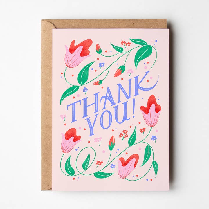 Biglietto di ringraziamento floreale per la vendita all'ingrosso da parte di Inku Goods