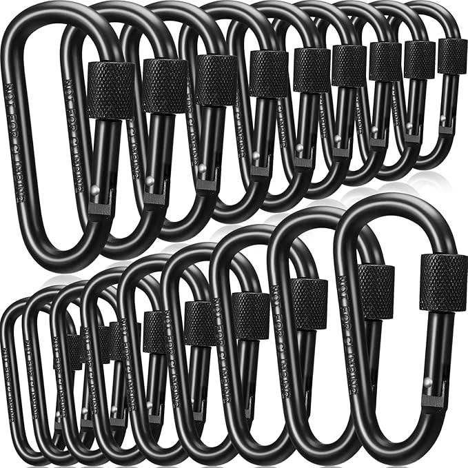 Aluminum D-Ring Locking Carabiner Clip 3.06in Black for wholesale by Crover