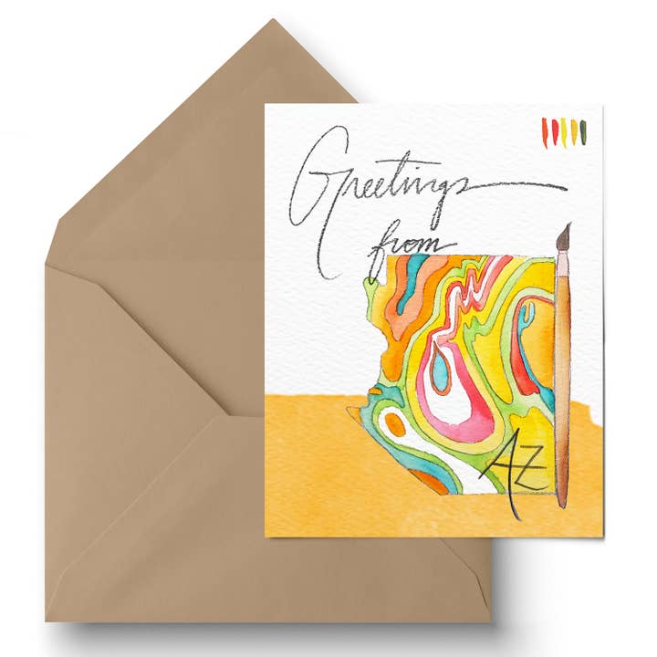 "Greetings From Arizona" Greeting Card for wholesale by Paige Poppe Art