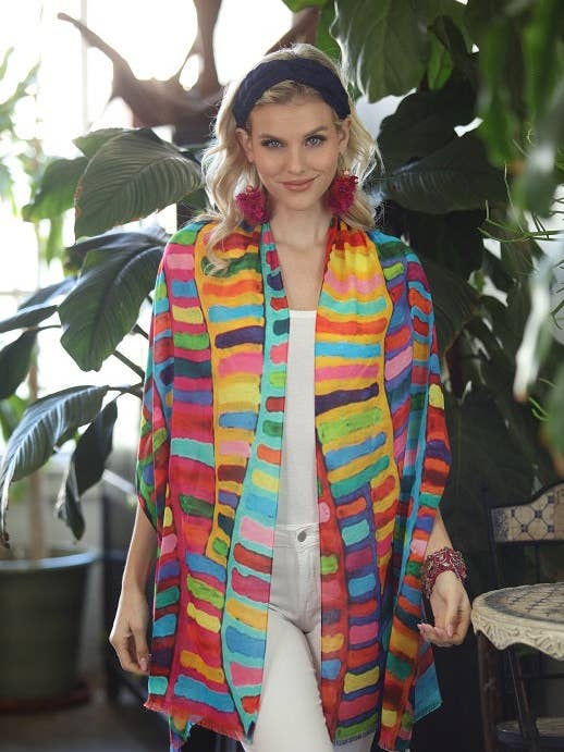 Schal aus Baumwoll-Modal mit mehreren Streifen für den Großhandel von KikiSol