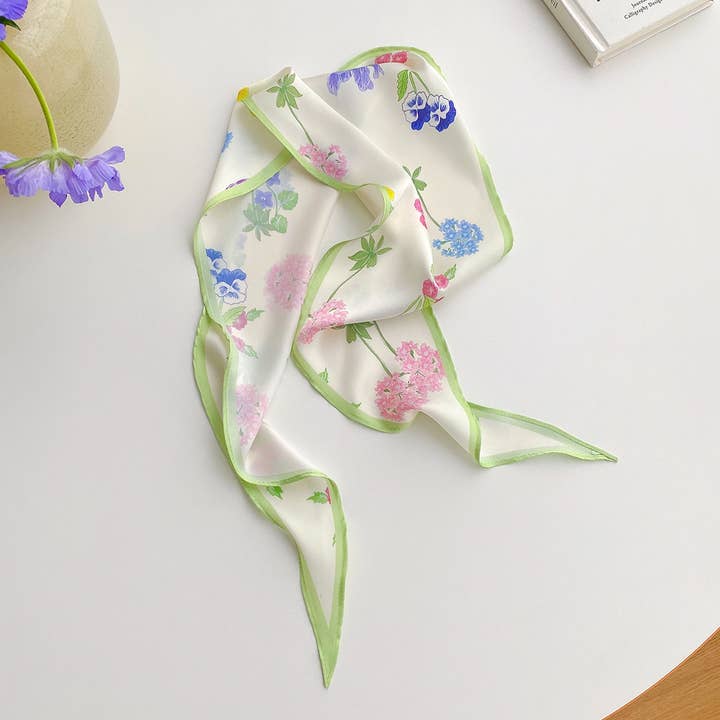 SueSilkHK - Wholesale Scarf – Women's - Japanese style floral spring and summer triangular diamond scarf, Rustic style small neckerchief, Tie wrap scarf1