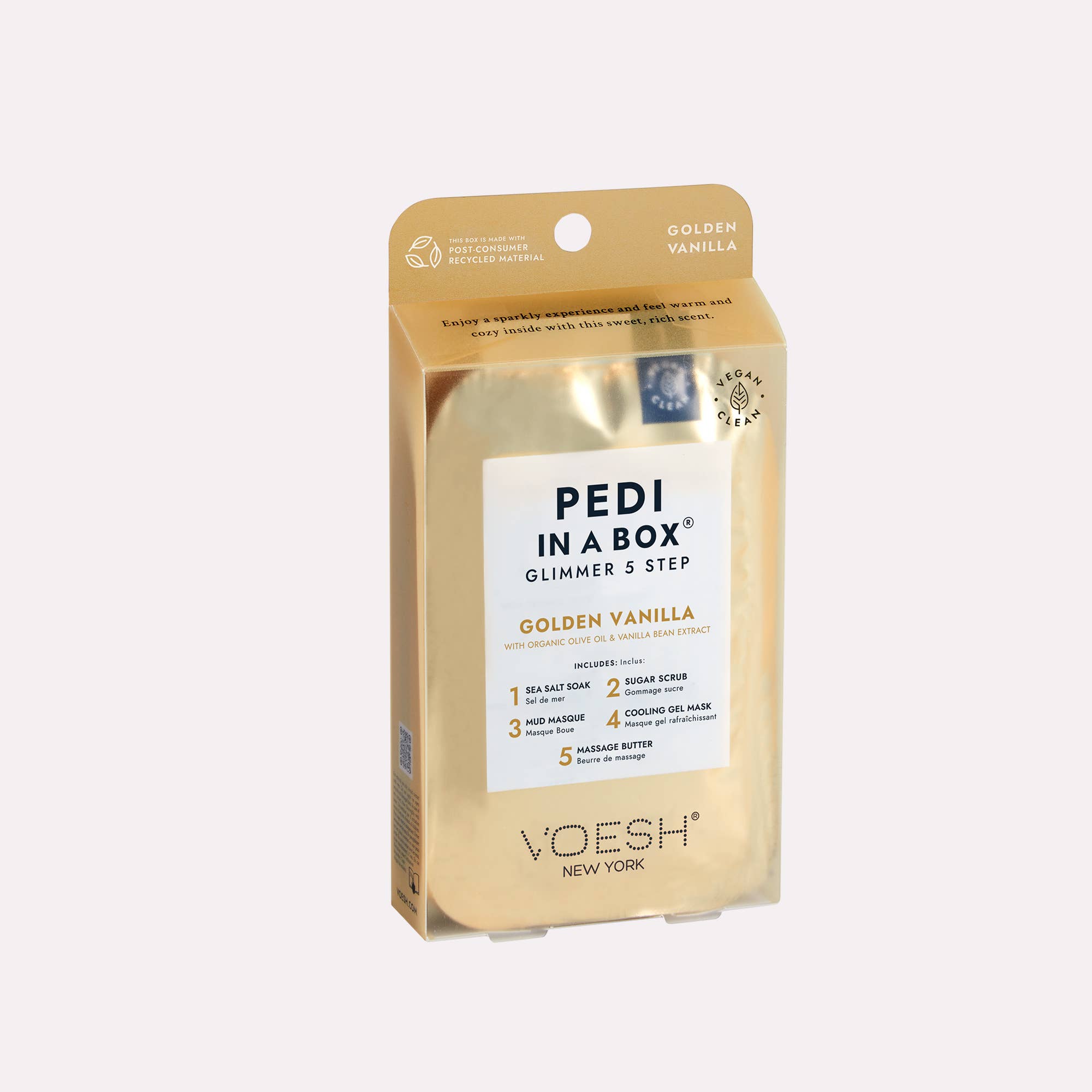VOESH New York - Wholesale Nailcare Set - Pedi in a Box 5 Step Glimmer - Add on Service - Golden Vanil
