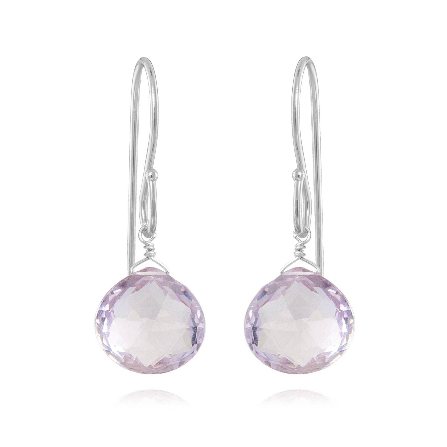 Amelia Rose Jewelry - Wholesale Dangle Earrings - Briolette Dangles-Pink Amethyst1