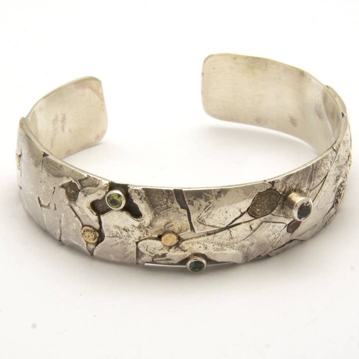 Ladies Statement Fused Textured series Cuff set with 3 bezel for wholesale by Tamara Kelly Designs