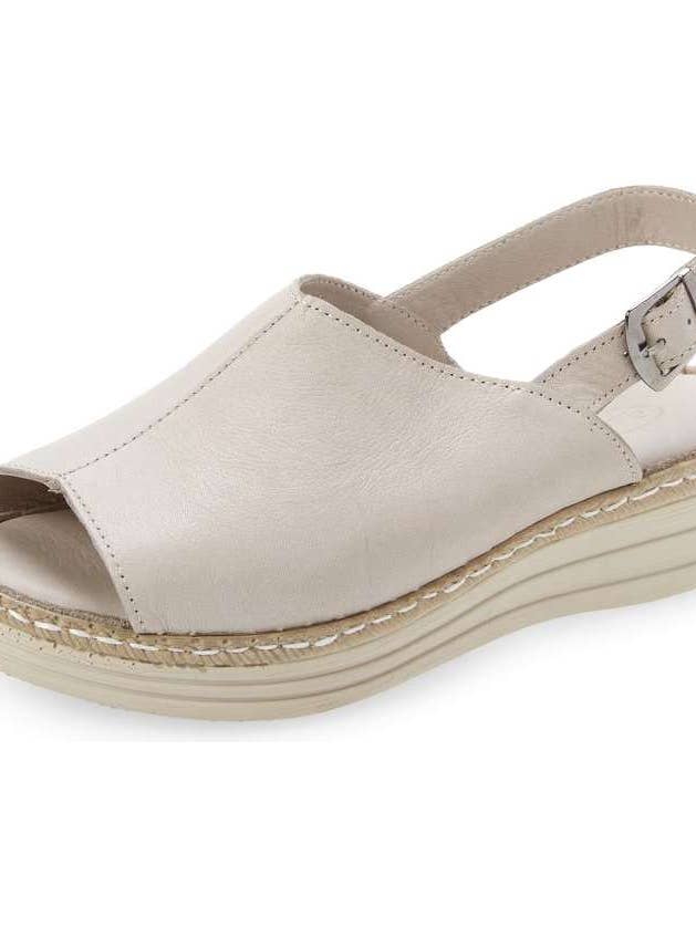 CHRIS LEDERSANDALE MIT KEILABSATZ - STONE für den Großhandel von Sheridan Mia